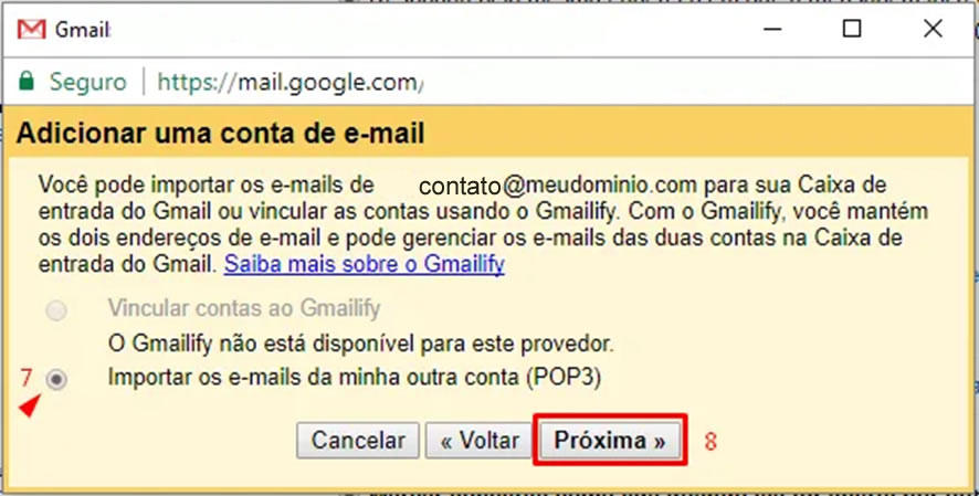 Gmail configuração